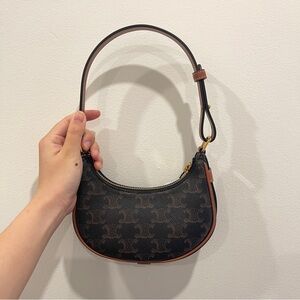 Celine Mini Ava Triomphe Canvas and Calfskin Tan